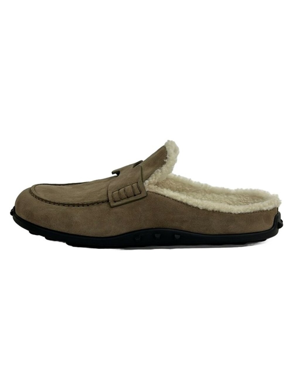 Hermes Sandals Gray Beige Shearling